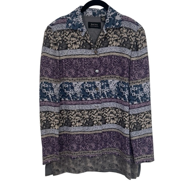 Vintage Dana Buchman Floral Long Sleeve 100% Silk Long Sleeve Blouse Size 2 - Picture 2 of 13